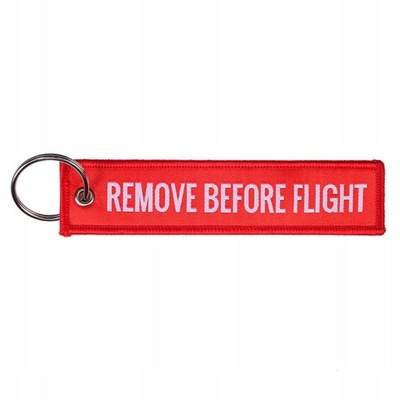 Haftowany brelok do kluczy Remove Before Flight czerwony