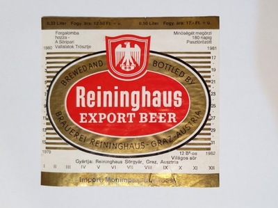 Etykieta z piwa Reininghaus Export Beer
