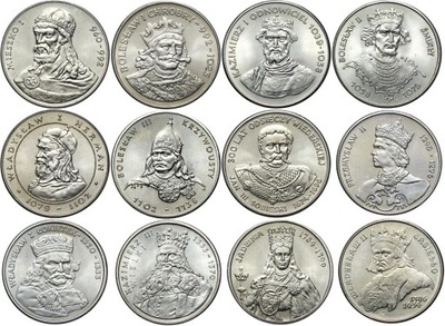 Polska PRL KOMPLET zestaw 12 monet 1979-1989 monety KRÓLOWIE POCZET KRÓLÓW