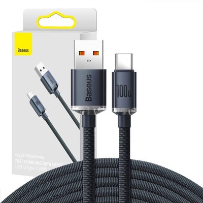 Baseus Mocny Wzmacniany Kabel Przewód Oplot USB do USB-C Typu C QC 100W 2m