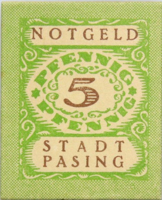 Niemcy - Pasing - BANKNOT - 5 Pfennig 1921 NOTGELD