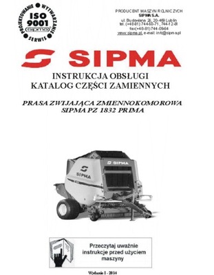 SIPMA PZ 1832 Prima - instrukcja\/katalog (2014) фото