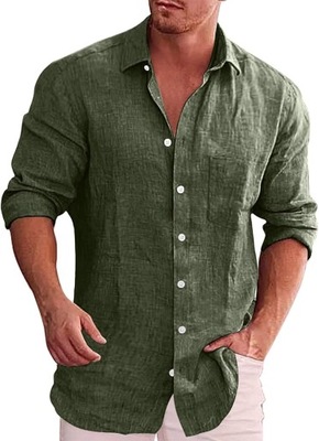 Męska koszula długodystansowa slim z długim rękawem jednolity kolor luźna