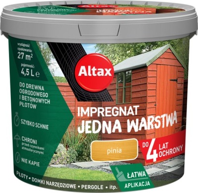 Impregant do drewna Jedna Warstwa 4,5 l pinia