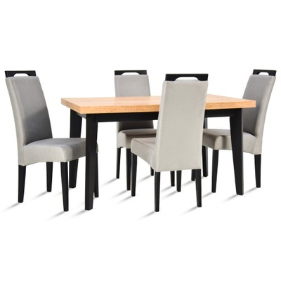 Drewniany stół 80x140/180 4x krzesło welur wybór