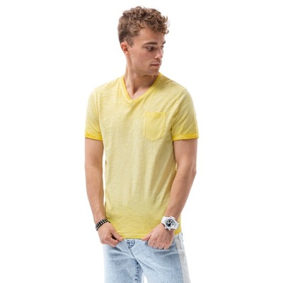 T-shirt męski bawełniany S1388 żółty L