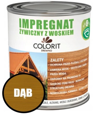 COLORIT IMPREGNAT ŻYWICZNY Z WOSKIEM (DĄB) 0,75 L DO FASAD ELEWACJI PŁOTU