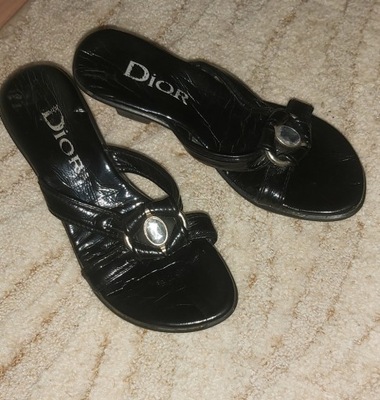 KLAPKI LAKIEROWANE CZARNE DIOR eleganckie 38