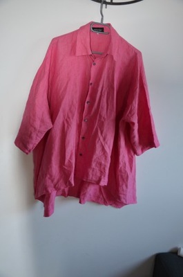 bluzka koszula 100% len 48/50/xxl różowa