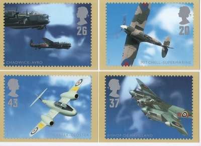 WIELKA BRYTANIA- Brytyjskie samoloty, 5 pocztówek PHQ, 1997**