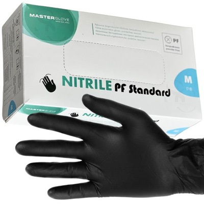 Rękawiczki Nitrylowe CZARNE BLACK M 100 sztuk