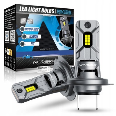 LUCES DIODO LUMINOSO LED H7 360° JUEGO +800% MUY POTENTE 1:1 CANBUS 6500K NOVSIGHT  