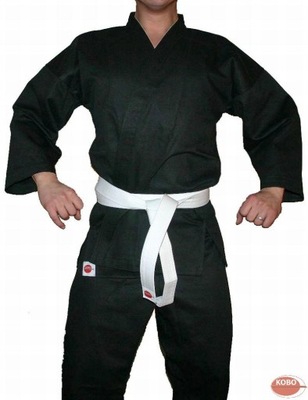 Kimono do karate czarne rozmiar 150 cm plus pas