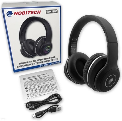 Słuchawki bezprzewodowe nauszne Nobitech BH100 czarne