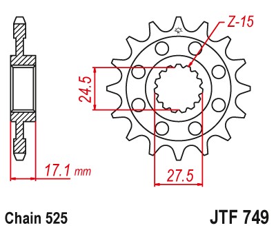 ENGRANAJE PARTE DELANTERA JTF749.16 16Z TAMAÑO 525  