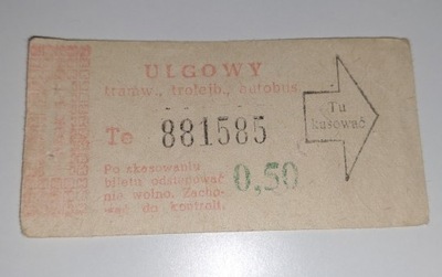 BILET MPK ŁÓDŹ / OGÓLNOPOLSKI 0,50zł (Te) PRL