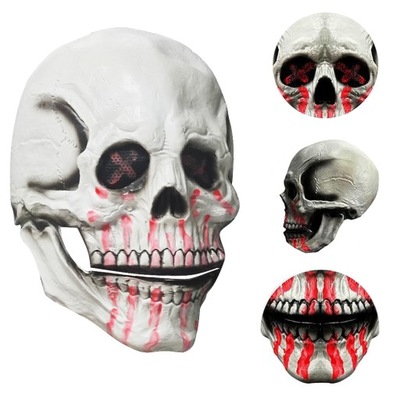 MASKA NA HALLOWEEN LATEKSOWA CZASZKA FLUORESCENCYJNA