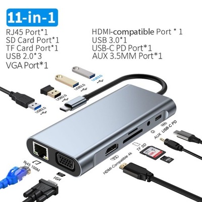 11in1 USB C HUB Type C To 4K HD Compatible R HUB