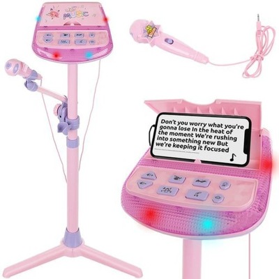 ND12_14924 Karaoke na stojaku z mikrofonem - różowe 5902802918314