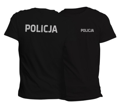 koszulka męska POLICJA roz. S, nadruk odblaskowy