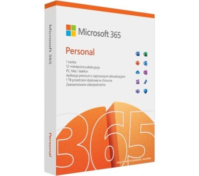 Microsoft 365 Personal PL (1 osoba.; 5 urządzeń ; 12 miesięcy; wersja