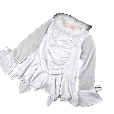 Biała bluzka asymetryczna futerko wzór gwiazdki 4 lata 104 cm