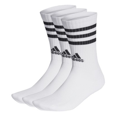 Skarpetki męskie wysokie adidas 3-Stripes Crew Socks 3 pary białe 34-36