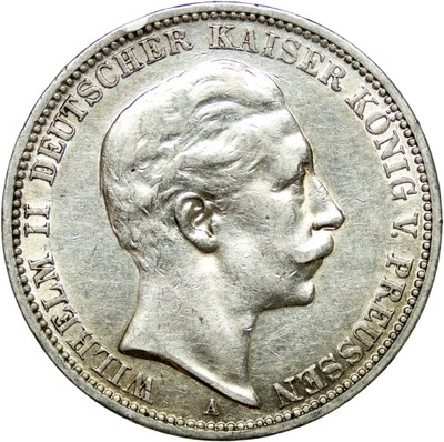 Prusy, 3 marki 1910 A, Wilhelm II, st. 3+