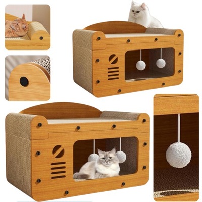 DRAPAK DLA KOTA MALY DOMEK LEGOWISKO Z ZABAWKAMI EKOLOGICZNY PIĘTROWY