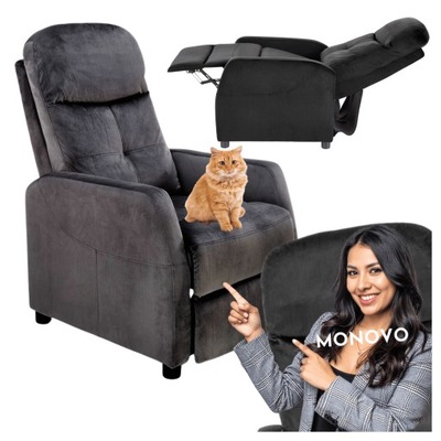 Fotel Rozkładany FELIPE 2 Czarny Welurowy Aksamit