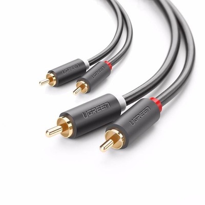 UGREEN POZŁACANY KABEL DO DZWIĘKU PRZEWÓD AUDIO 2X RCA DO 2X RCA CINCH 2M