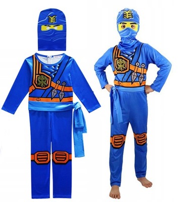 NINJA STRÓJ PRZEBRANIE MASKA NINJAGO JAY 104/110