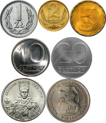 Zestaw rocznikowy 7 monet 1988 mennicze menniczy komplet