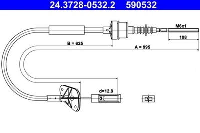 ТРОС ЗЧЕПЛЕННЯ FIAT 500/PANDA 1,1-1,2 03-13 24.3728-0532.2