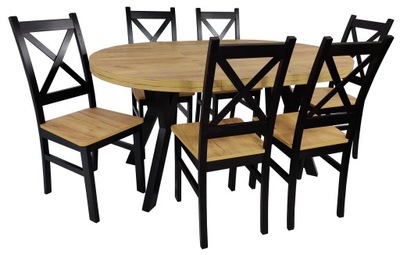 Stół rozkładany okrągły Ø100/200 Craft 6 Krzeseł