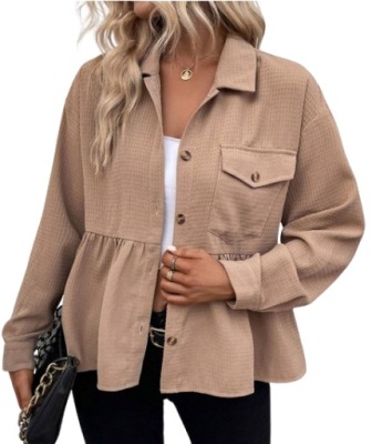 SHEIN KOSZULA ZAPINANA DAMSKA BEŻOWA 40/42 ŁOQ