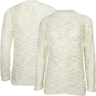 Ewm Beżowy Kobiecy Sweter Szydełkowany Sweterek Damski Dzianina XL 42