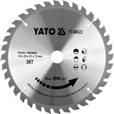 YATO YT-60622 TARCZA TCT DO DREWNA 185X36TX20MM