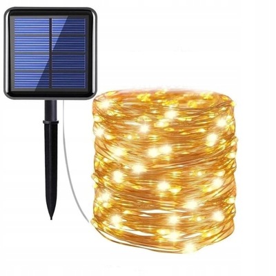 GIRLANDA LUCES SOLARNE OGRODOWE 200LED 20M CIEPLE  