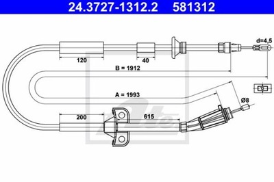 CABLE BRAKES MANUAL VOLVO S80 98-06  