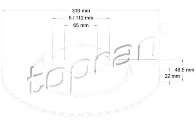 TOPRAN DISKAI STABDŽIŲ 2SZT. T AUDI A3 8P1 