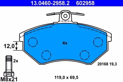 КОЛОДКИ ГАЛЬМІВНІ КОМПЛЕКТ 13.0460-2958.2 ATE