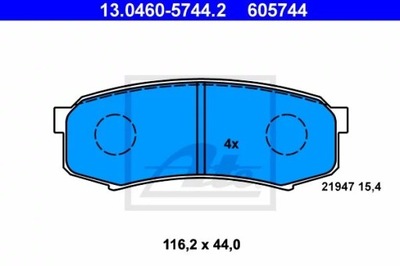 ATE 13.0460-5744.2 JUEGO ZAPATAS HAMULCOWYCH, FRENOS TARCZOWE  