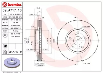 ДИСК ТОРМОЗНОЙ ПЕРЕД 296MM