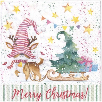 SERWETKA do decoupage 33x33cm renifer krasnal