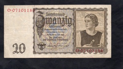 BANKNOT NIEMCY - 20 marek - 1939 rok