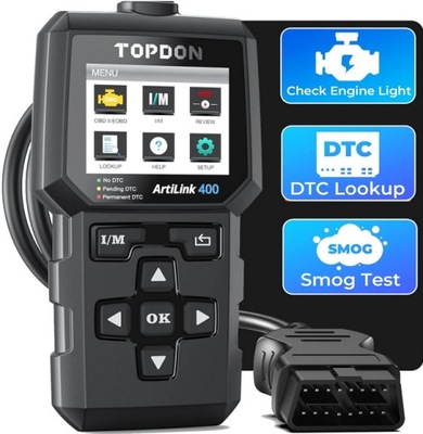 TT TOPDON AL400, PRIETAISAS DIAGNOSTYCZNE OBD-II Z 10 FUNKCJAMI OBD2 