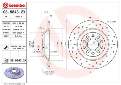 BREMBO 08.8843.2X DISKU STABDŽIŲ 