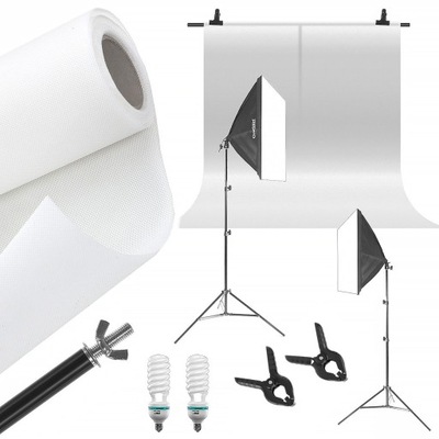 LAMPY do zdjęć TŁO żarówka softbox statyw ZESTAW