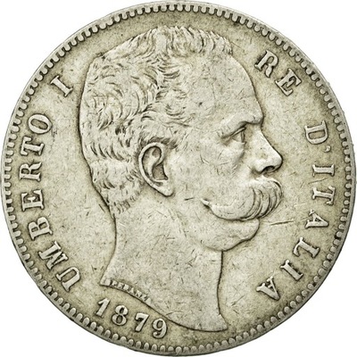 Moneta, Włochy, Umberto I, 5 Lire, 1879, Rome, EF(